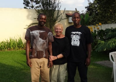 Charlene Jendry with Joseph Karama (l) and Felix Ndagijimana (r)